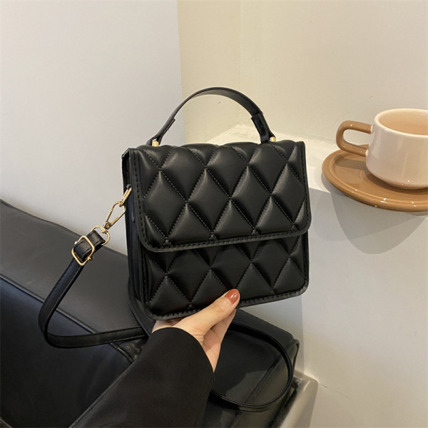 Black Daily Simplicity Plaid Patchwork Bags