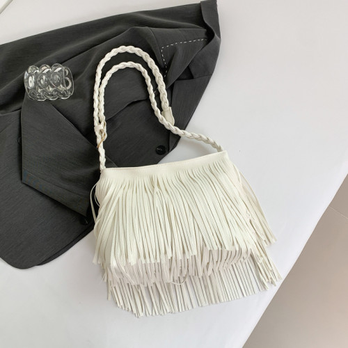 White Casual Daily Solid Tassel Bags