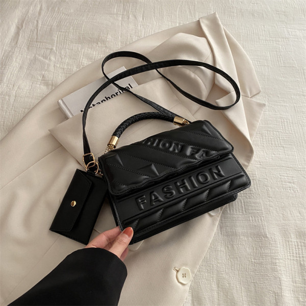 Black Casual Simplicity Letter Patchwork Bags