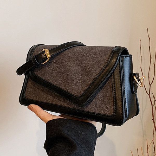 Black Casual Simplicity Solid Patchwork Contrast Bags