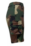 Camouflage Street Camouflage Print Patchwork Pocket Skinny Mid Waist Conventional Full Print Bottoms