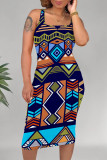 Green Casual Geometric Print U Neck Printed Dresses