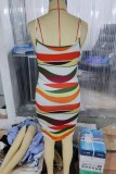 Multi-color Sexy Print Backless Spaghetti Strap Sleeveless Dress Dresses