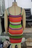 Multi-color Sexy Print Backless Spaghetti Strap Sleeveless Dress Dresses