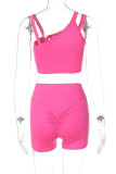 Brownness Casual Solid Backless Spaghetti Strap Sleeveless Two Pieces