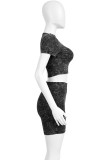 Red Casual Solid Patchwork O Neck Short Sleeve Two Pieces