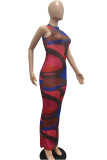 Leopard Print Sexy Print See-through Half A Turtleneck Beach Dresses