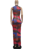 Leopard Print Sexy Print See-through Half A Turtleneck Beach Dresses