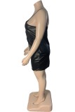 Pink Sexy Solid Backless Spaghetti Strap Wrapped Skirt Plus Size Dresses