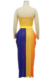 Tangerine Sexy Gradient Hollowed Out Patchwork Swimwears Cover Up