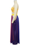 Tangerine Sexy Gradient Hollowed Out Patchwork Swimwears Cover Up