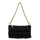 Black Sweet Daily Solid Patchwork Fold Zipper Bags