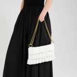 Black Sweet Daily Solid Patchwork Fold Zipper Bags