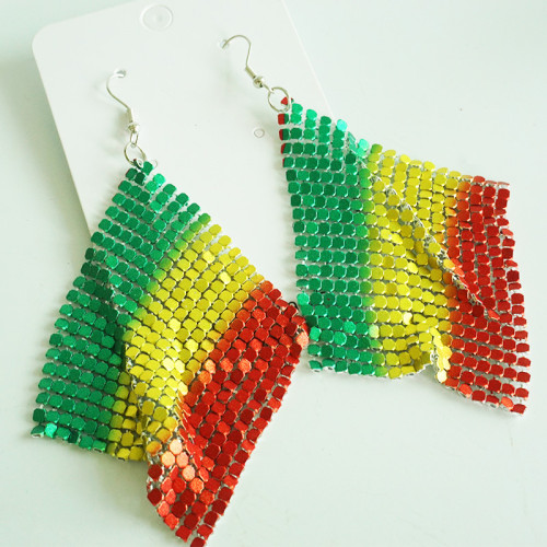 Multicolor Street Color Block Patchwork Earrings American Flag(1 piece=2 pairs)