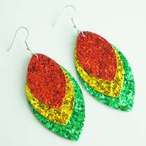 Red Yellow Street Color Block Tassel Sequins Patchwork Earrings(1 piece=2 pairs)