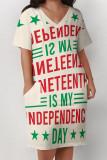 Multicolor Casual Letter Eyes Printed Lips Pocket V Neck Short Sleeve Plus Size Dresses