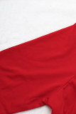 Red Sexy Casual Elegant Solid Patchwork Fold O Neck Wrapped Skirt Plus Size Dresses