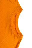 Orange Casual Solid Patchwork High Opening O Neck Short Sleeve Two Pieces