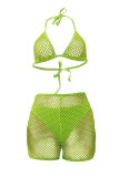 Orange Sexy Solid Bandage See-through Backless Swimwears (Without Paddings)