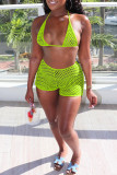 Orange Sexy Solid Bandage See-through Backless Swimwears (Without Paddings)