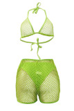 Orange Sexy Solid Bandage See-through Backless Swimwears (Without Paddings)