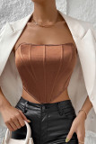 Ink Green Sexy Backless Strapless Tops
