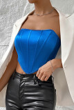 Ink Green Sexy Backless Strapless Tops