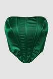 Ink Green Sexy Backless Strapless Tops