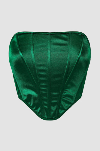 Ink Green Sexy Backless Strapless Tops