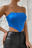 Ink Green Sexy Backless Strapless Tops