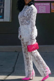 Black Sexy Lace Buckle Turndown Collar Long Sleeve Two Pieces