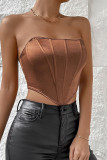 Ink Green Sexy Backless Strapless Tops