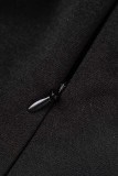 Black Casual Solid Color Backless Oblique Collar Regular Jumpsuits