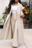 Cream White Casual Solid Color Buckle Ruched Zipper Patchwork Cardigan Collar Short Sleeve Two Pieces