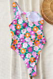 Multicolor Sportswear Print Hollow Out Patchwork Swimwears(With Paddings)