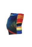Blue Casual Sportswear Print Basic Skinny High Waist Conventional Positioning Print Shorts