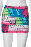 Colour Sexy Print Patchwork Skinny Low Waist Conventional Full Print Bottoms