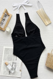 Black Sportswear Bow Decor Swimwears(With Paddings)