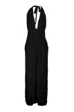 Purple Sexy Casual Solid Bandage Halter Regular Jumpsuits