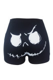 Blue Casual Sportswear Print Basic Skinny High Waist Conventional Positioning Print Shorts
