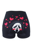 Blue Casual Sportswear Print Basic Skinny High Waist Conventional Positioning Print Shorts