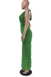 Purple Sexy Casual Solid Bandage Halter Regular Jumpsuits