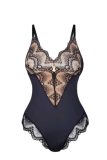 Black Sexy Solid Color Patchwork Backless Bustiers