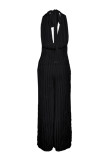 Purple Sexy Casual Solid Bandage Halter Regular Jumpsuits