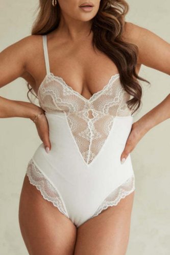 White Sexy Solid Color Patchwork Backless Bustiers