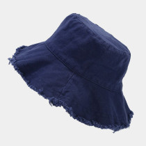Deep Blue Street Solid Color Fringed Trim Patchwork Hat