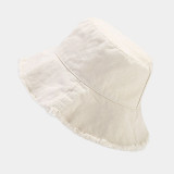 Cream White Street Solid Color Fringed Trim Patchwork Hat