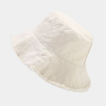 Cream White Street Solid Color Fringed Trim Patchwork Hat