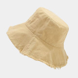 Cream White Street Solid Color Fringed Trim Patchwork Hat