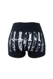 Black Casual Sportswear Print Basic Skinny High Waist Conventional Positioning Print Bottoms